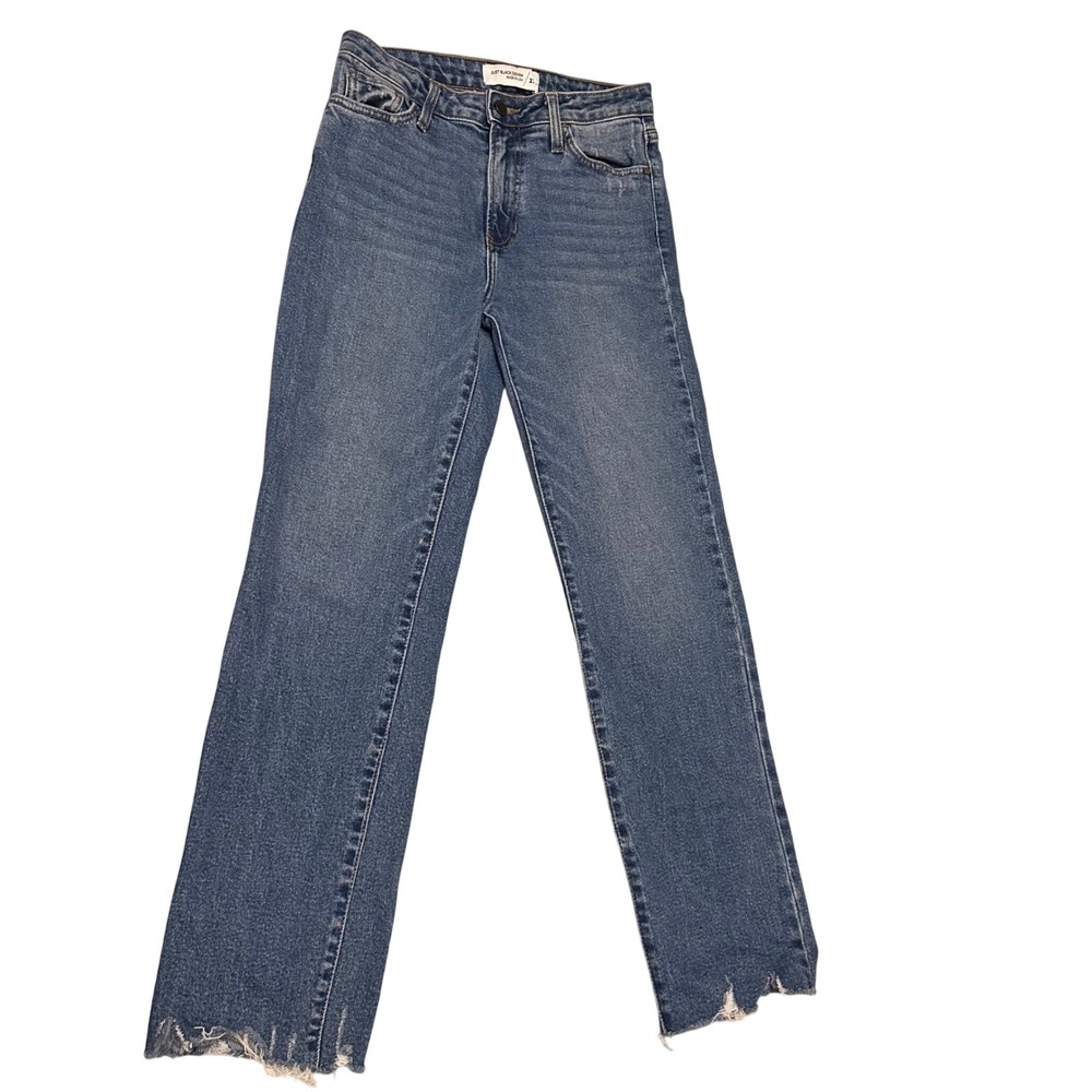 Just Black Denim Womens High Rise Straight Leg Raw Hem Jeans Blue Size 27 USA